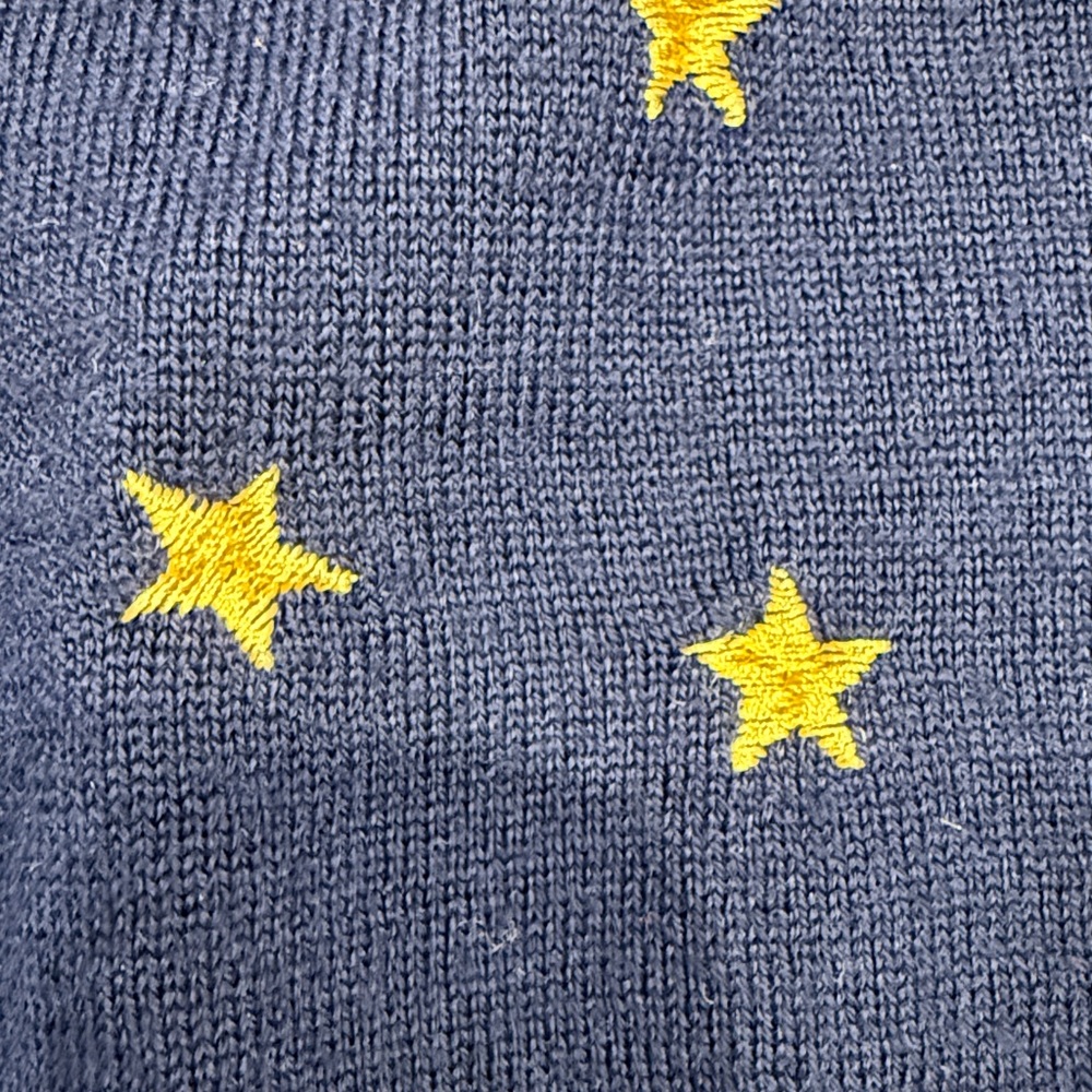 J. Crew Navy Sweater with Embroidered Gold Stars - Picture 4 of 8